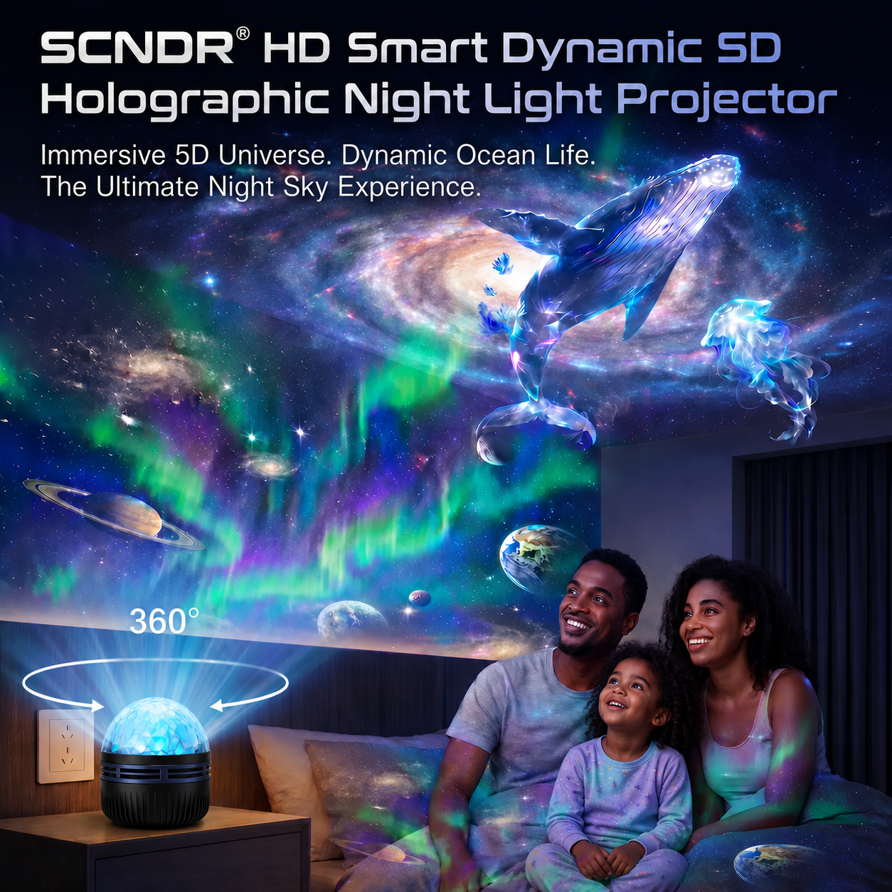 💖🎁𝐒𝐂𝐍𝐃𝐑® Inteligentna dinamička 5D holografska projekcijska lampa visoke razlučivosti
